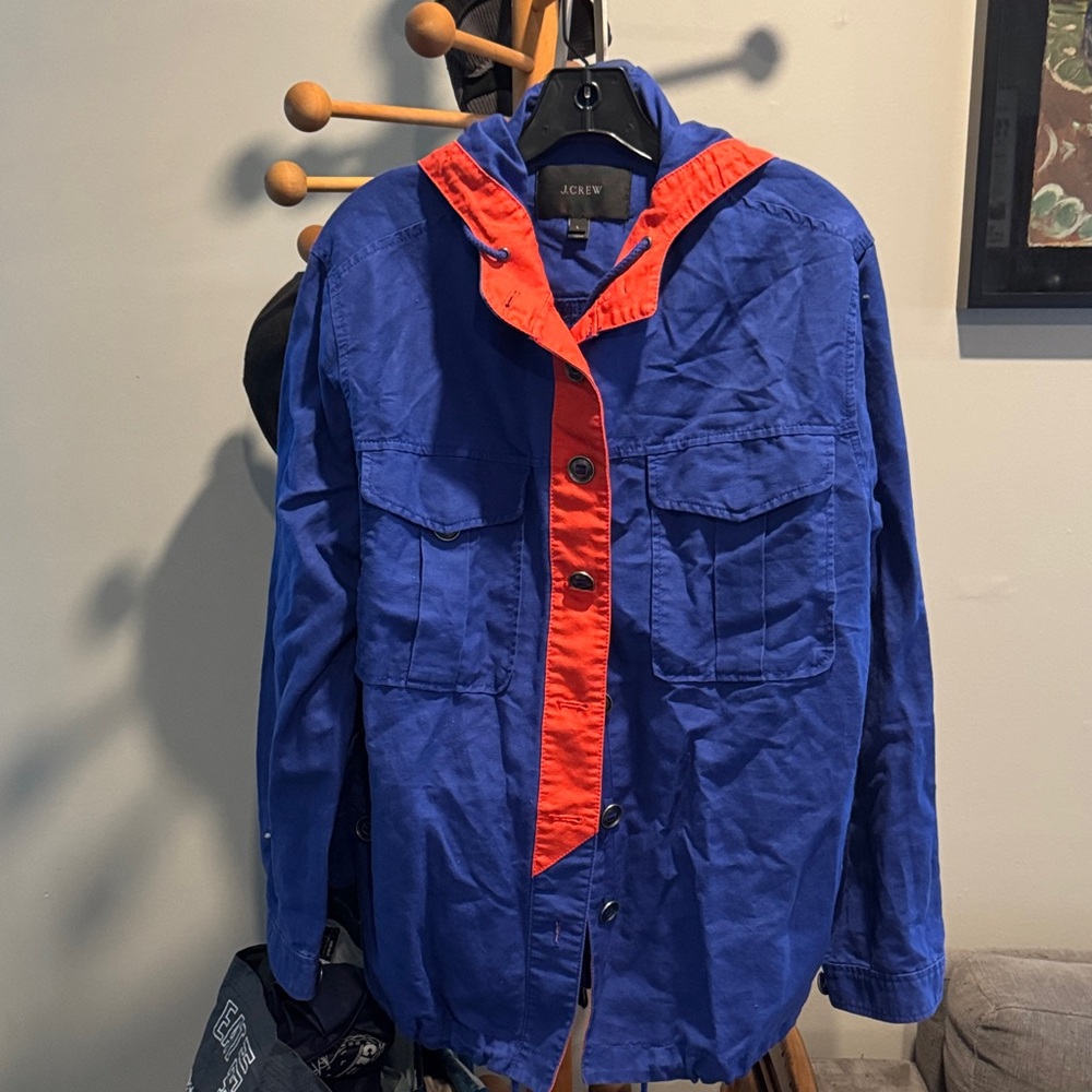 J. Crew Women's Blue and Orange Lightweight Shirt Jacket